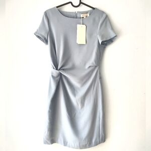 Metisu Smoky Blue Gathered Detail Mini Dress Size S